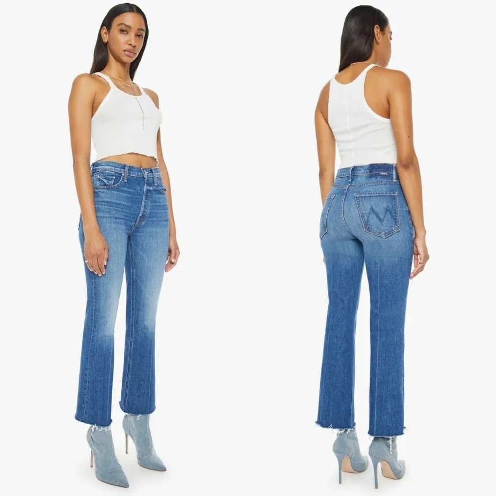 Mother The Tripper Ankle Fray Jeans It's A Small World Blue Size 28 10326-259
